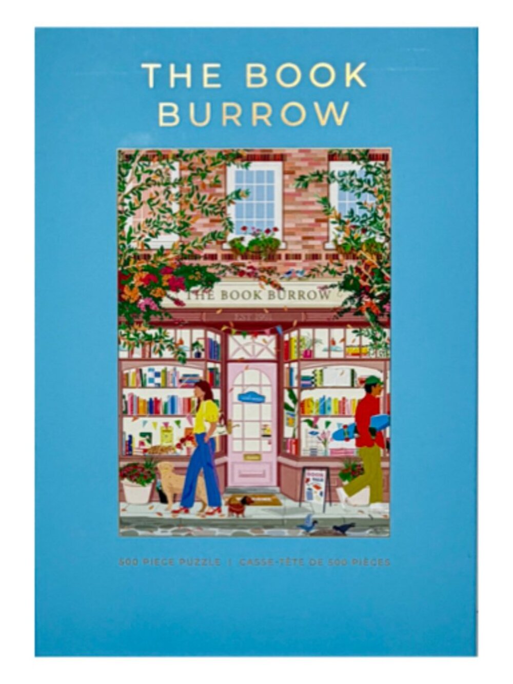Hobbry The Book Burrow 500 Piece Jigsaw Puzzle Bookshop & Dog Illustration